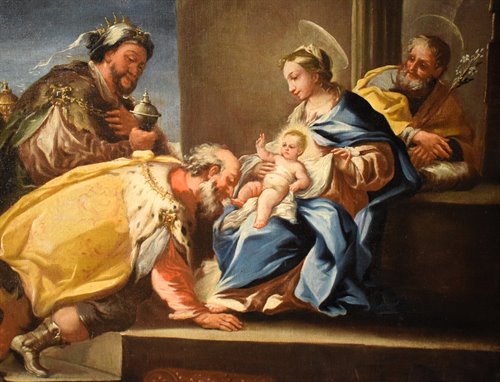 L'Adoration des Rois mages - École napolitaine, fin du XVIIe siècle